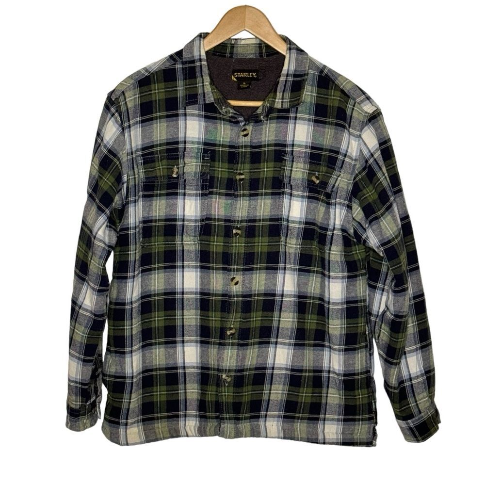 Stanley Men's Vintage Plaid Flannel Shirt Jacket Fleece Lined Shacket Size XL